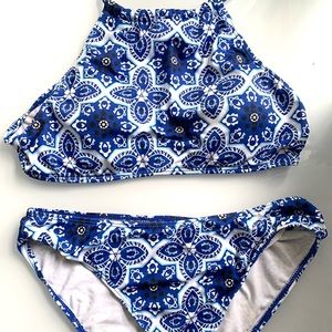 Flowered bikini top and bottom